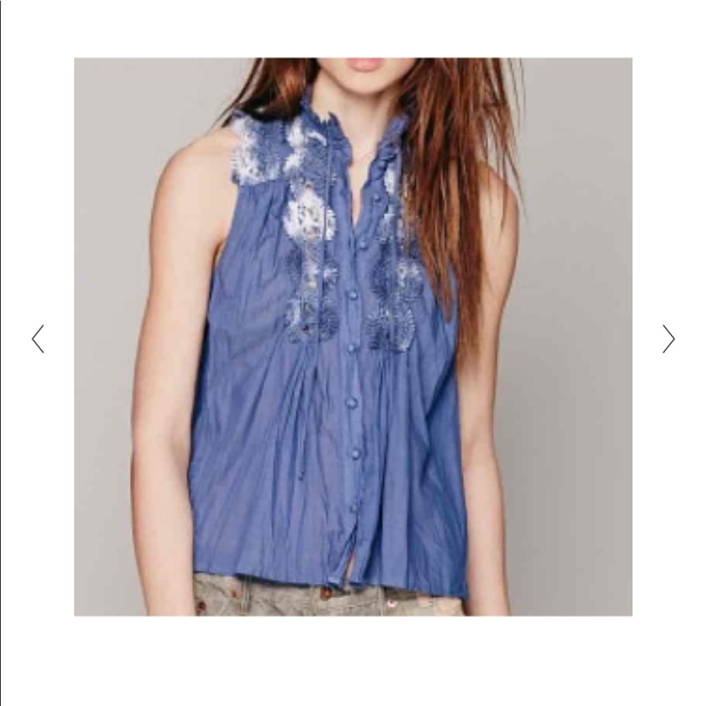 Free People Blue Lace Tank Top Size S